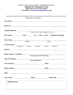 Request For Interpreter Form