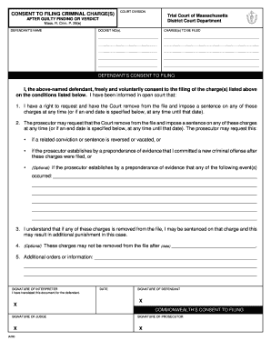 Consent to Filing Criminal Charge(s) Form