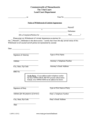 Notice of Withdrawal of Limited Appearance