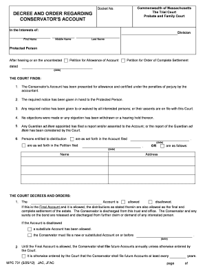 Massachusetts Conservator's Account Decree