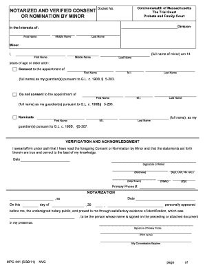 Notarized Consent Nomination by Minor