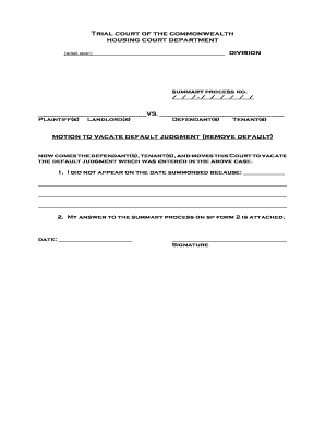 Motion to Vacate Default Judgment