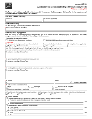 Application for an Irrevocable Import Documentary Credit