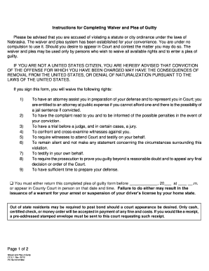Nebraska Waiver and Plea of Guilty