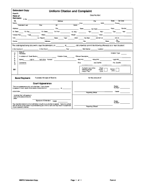 Nebraska Uniform Citation and Complaint