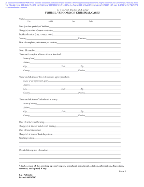 Form 5 Record of Criminal Cases