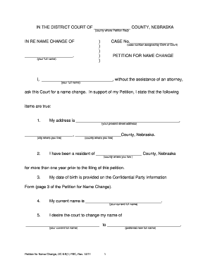 Nebraska Petition for Name Change