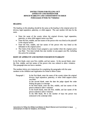 Affidavit and Motion for Bench Warrant and Commitment to Issue