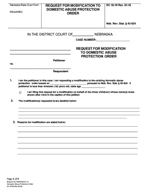 Nebraska Domestic Abuse Protection Order Modification Request