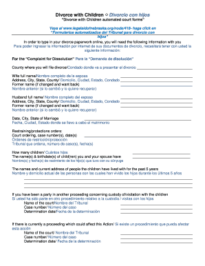 Divorce with Children Court Forms