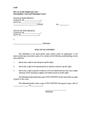 New Mexico Plea of No Contest Form