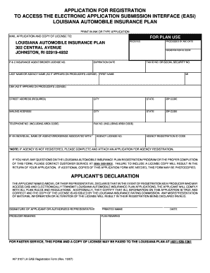 Louisiana Automobile Insurance Plan Registration Form