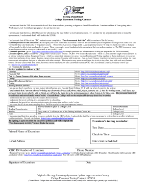 College Placement Testing Contract