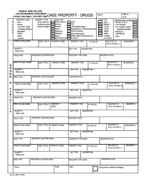 Law Enforcement Drug Case Property Form