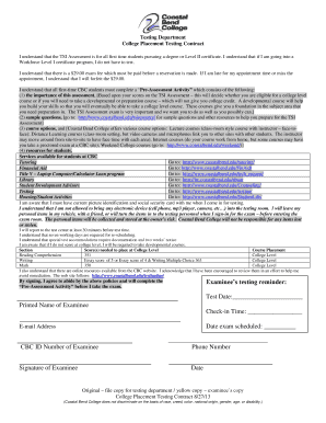College Placement Testing Contract