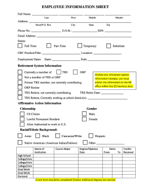 Employee Information Sheet