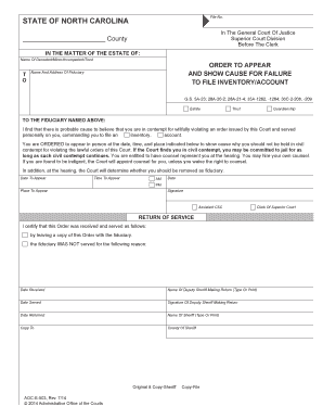 North Carolina Order to Appear for Fiduciary