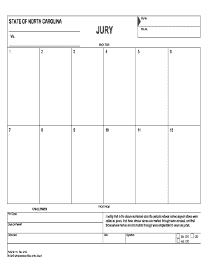 North Carolina Jury Selection Form