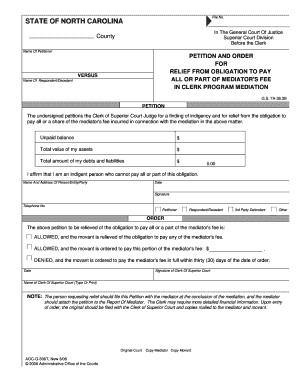 Petition for Relief from Mediator's Fee