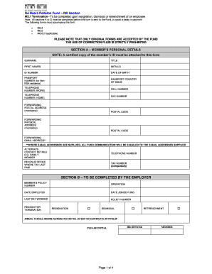 De Beers Pension Fund Termination Form
