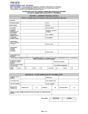 De Beers Pension Fund Termination Form