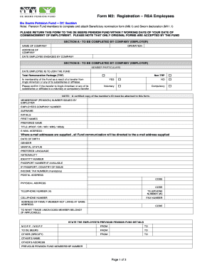 De Beers Pension Fund Registration Form M2