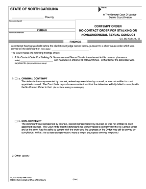 North Carolina Contempt Order