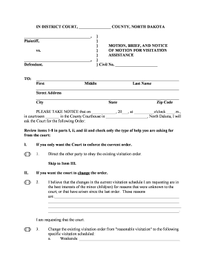 Motion for Visitation Assistance