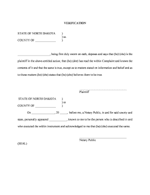 North Dakota Affidavit Form