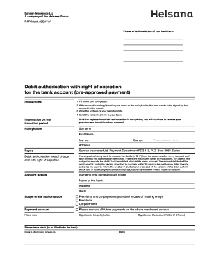 Debit Authorisation Form