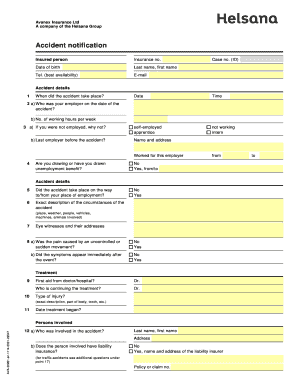 Avanex Insurance Accident Notification Form