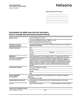 Formulaire d'autorisation de débit