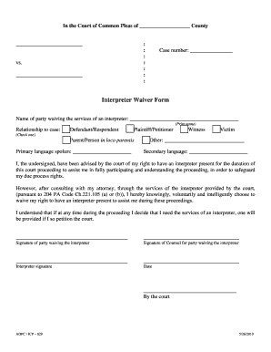 Interpreter Waiver Form