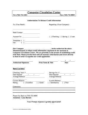 Authorization To Release Credit Information