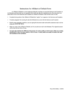 Affidavit of Default Form