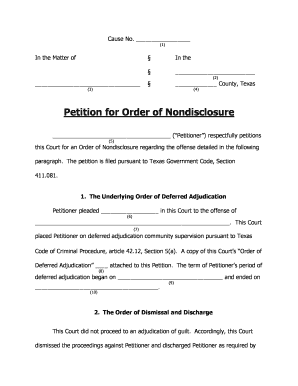 Texas Petition for Order of Nondisclosure
