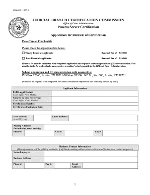 Texas Process Server Certification Renewal Application