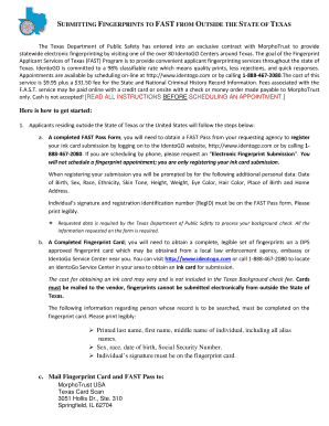 Texas FAST Fingerprint Pass Form