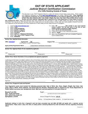 Out of State Applicant Fingerprint Pass