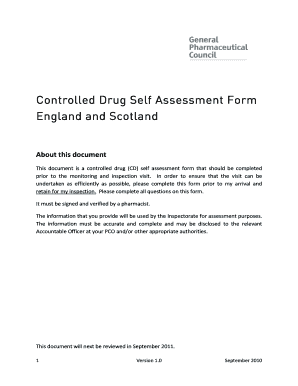 Controlled Drug Self Assessment Form
