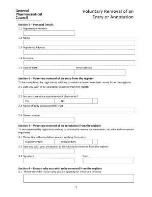 Voluntary Removal of an Entry or Annotation
