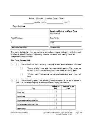 Order on Motion to Waive Fees