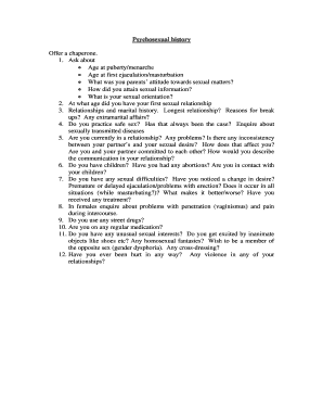 Psychosexual History Form