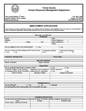 Travis County Employment Application