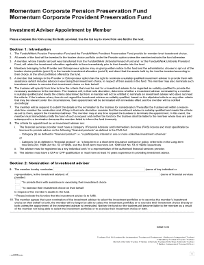 Investment Adviser Appointment Form