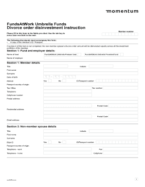 Divorce Order Disinvestment Instruction Form