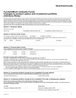 FundsAtWork Umbrella Funds Product Option and Investment Portfolio Change Form