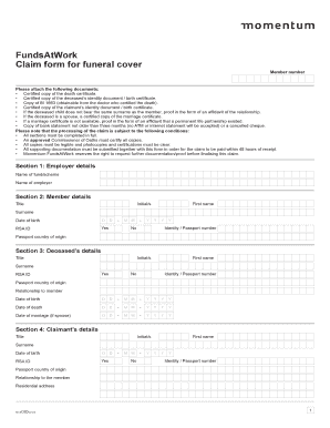 Funeral Cover Claim Form