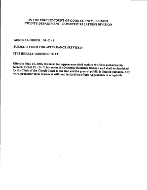 Cook County Domestic Relations Appearance Form