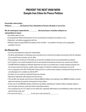 Petition to Prevent War with Iran